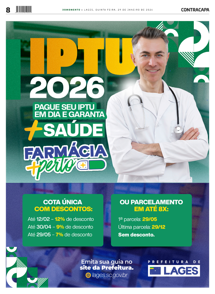 Jornal do Momento / Local / IPTU 2026 Lages